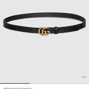 Gucci Black GG Marmont thin belt